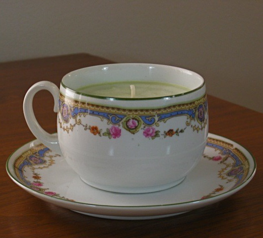 Vintage Teacup Candle - Citrus Basil Scent